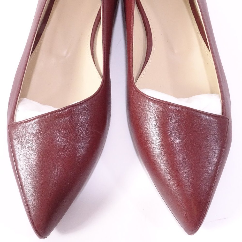 Theory Pointed Flat in Leather Flats Maroon NIB 320 Sz 37 - Picture 2 of 11